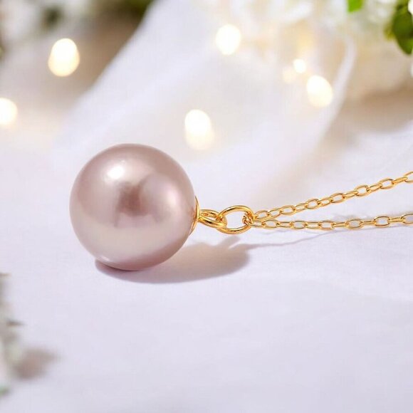 Edison Jewelry - Artisan ✦ Edison Pearl Necklace ✦ Blush Pink Pendant on 14K Gold Over Sterling